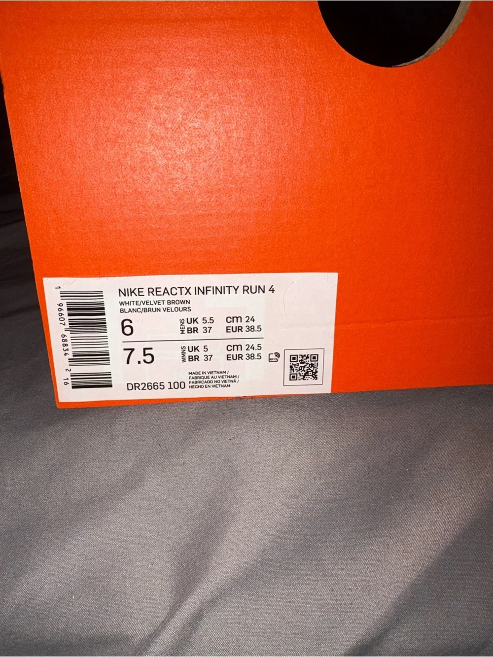 Nike Orange Shoe Box with White Label